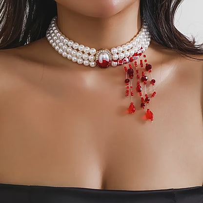 Halloween Pearl Collar Retro Gothic Style